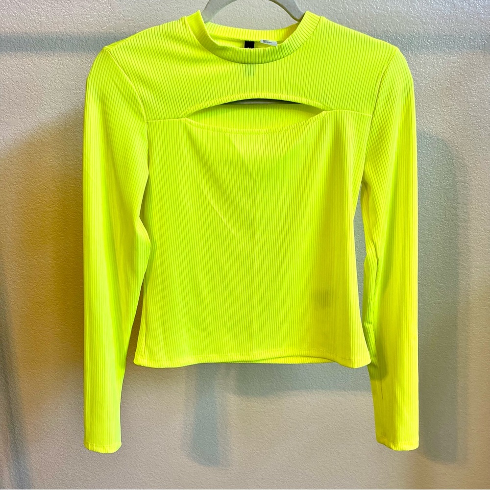 Neon Yellow Mid Crop Shirt